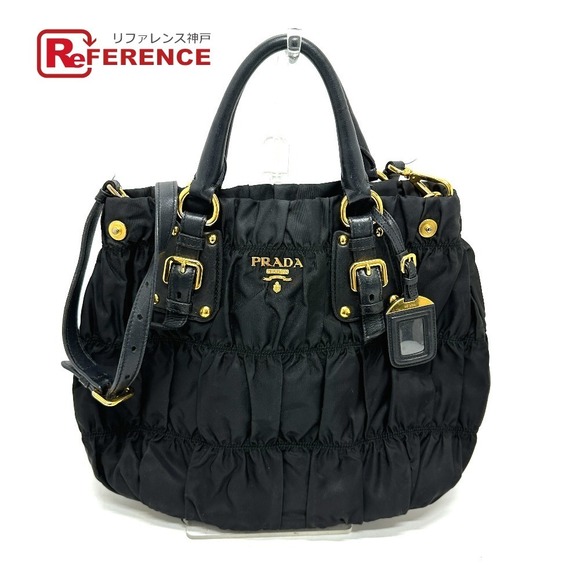 Prada Leather Shoulder Bag Black Tote Nylon - Picture 1 of 9